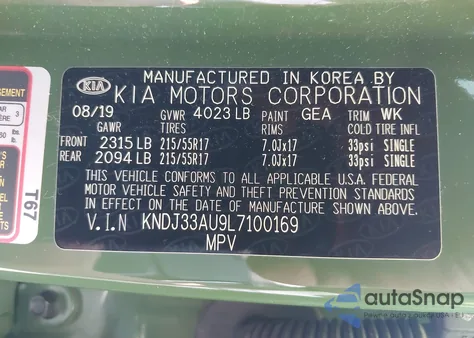 2020 Kia Soul Ex from USA, damaged, VIN KNDJ33AU9L7100169